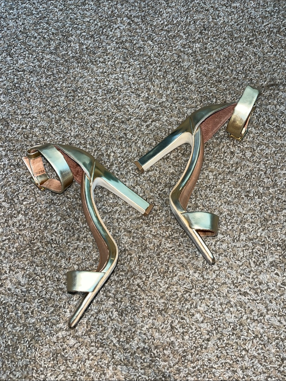 JEFFREY CAMPBELL Metallic Gold Ankle-Strap Heeled Sandals